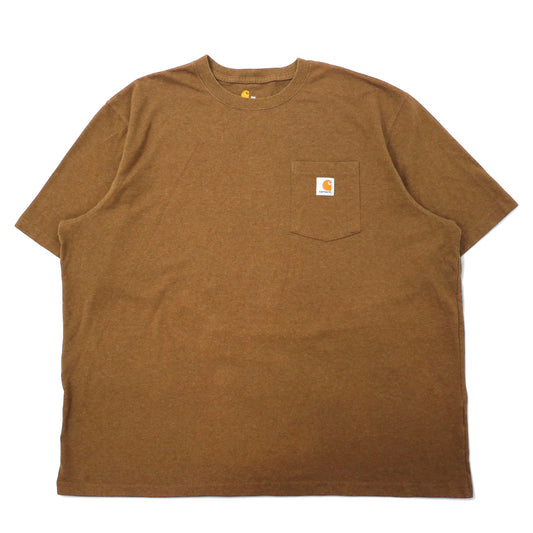 日本然リトテ-古着オンライン-carhartt ポケットTシャツ ポケT 2XL ブラウン コットン ビッグサイズ K87 219-carhartt Pocket T-Shirt Pocket T 2XL Brown Cotton Big Size K87 219