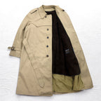 LONDON FOG Stand collar trench coat, XL, beige, concealed placket, epaulet, detachable fur liner, belt included