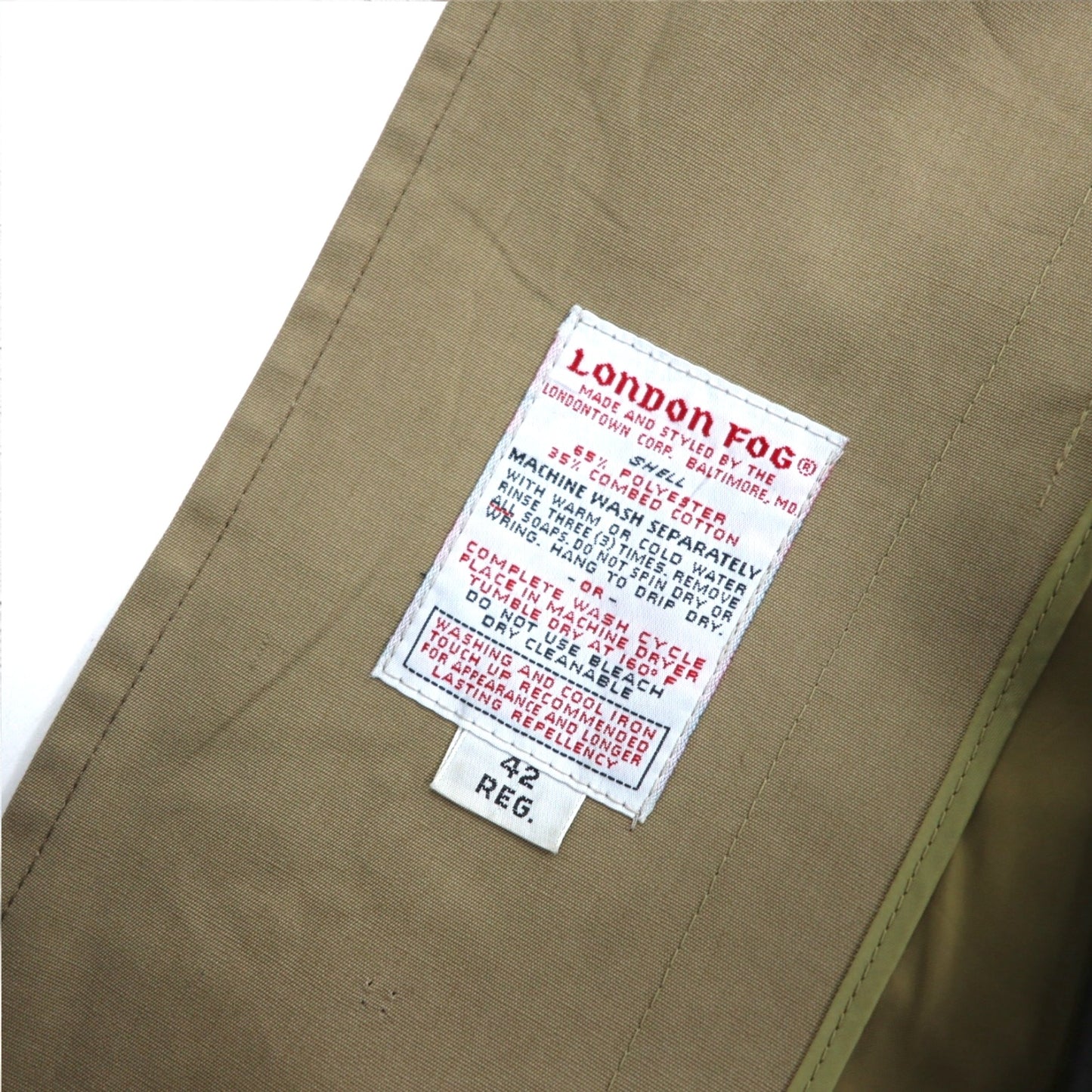 LONDON FOG Stand collar trench coat, XL, beige, concealed placket, epaulet, detachable fur liner, belt included