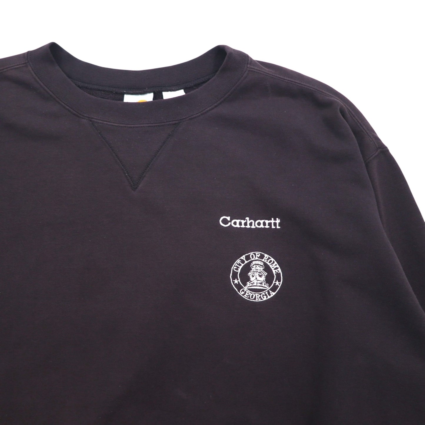 carhartt ビッグサイズ 前V クルーネック スウェット トレーナー XL ブラック コットン