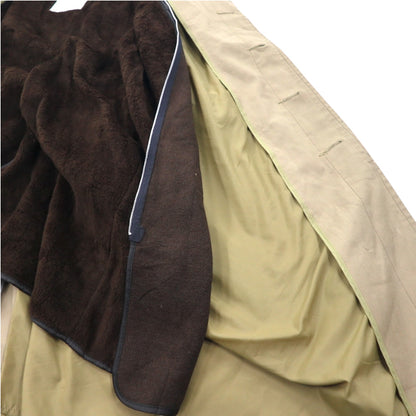 LONDON FOG Stand collar trench coat, XL, beige, concealed placket, epaulet, detachable fur liner, belt included