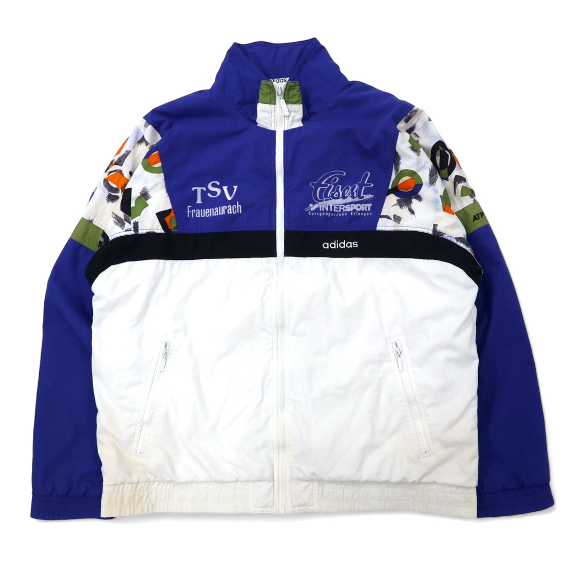 日本然リトテ-古着オンライン-adidas 90年代 ナイロンジャケット トラックジャケット ジャージ XL ブルー ホワイト ポリエステル 銀タグ ATP TOUR-adidas 90's Windbreaker Track Jacket Jersey XL Blue White Polyester Silver Tag ATP TOUR
