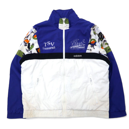 日本然リトテ-古着オンライン-adidas 90年代 ナイロンジャケット トラックジャケット ジャージ XL ブルー ホワイト ポリエステル 銀タグ ATP TOUR-adidas 90's Windbreaker Track Jacket Jersey XL Blue White Polyester Silver Tag ATP TOUR