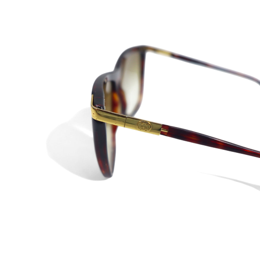 GUCCI Sunglasses Fox Brown Tortoiseshell Plastic Old GG Logo