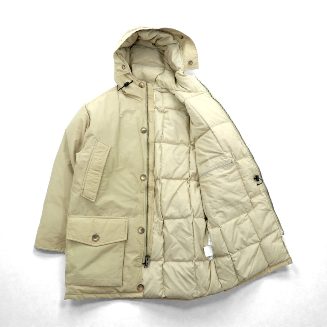 Woolrich 90s Arctic Parka Down Jacket, Medium, Beige, 60/40 Cross, Double Zip