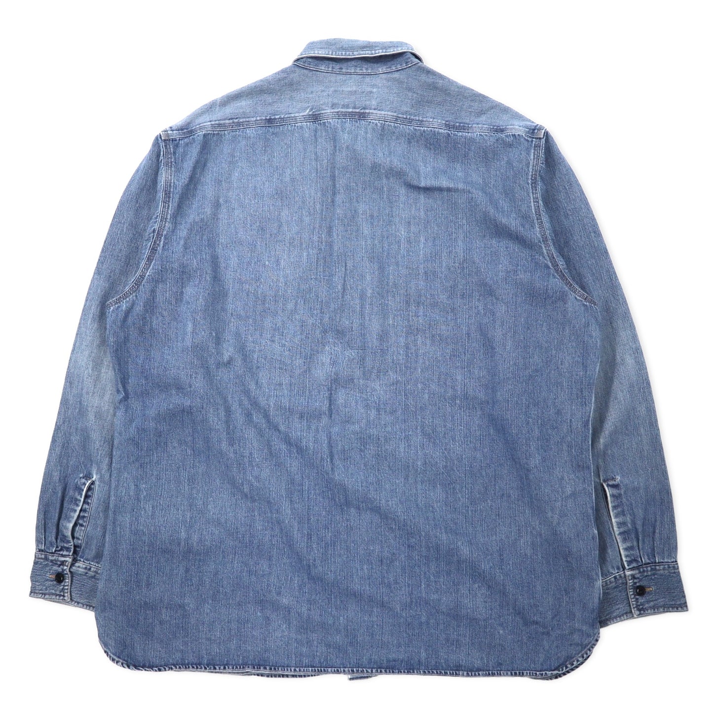 POLO JEANS CO. RALPH LAUREN 90s denim work shirt L blue cotton cat eye button big size