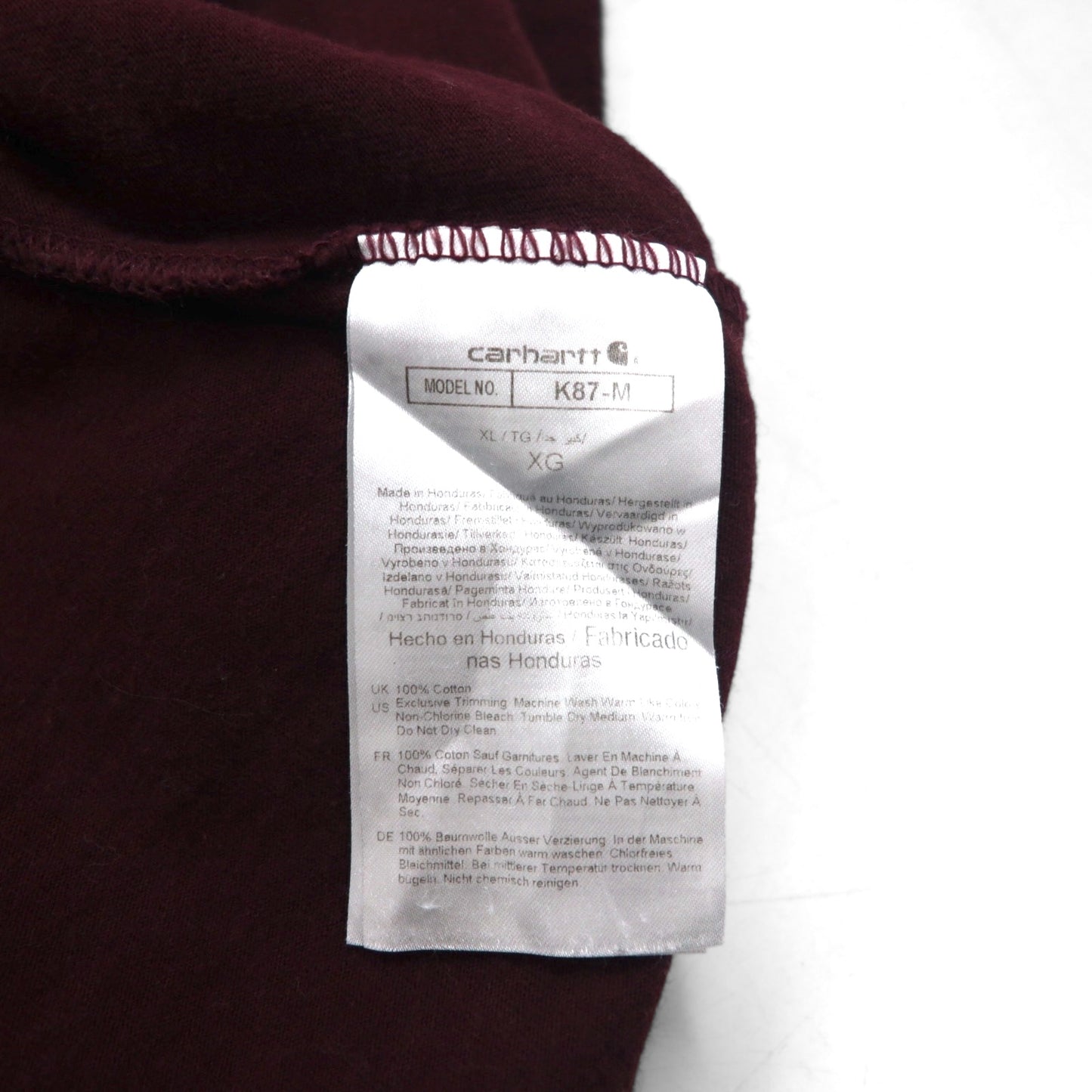 carhartt loose fit pocket t-shirt XL burgundy cotton made in honduras