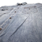 POLO JEANS CO. RALPH LAUREN 90s denim work shirt L blue cotton cat eye button big size
