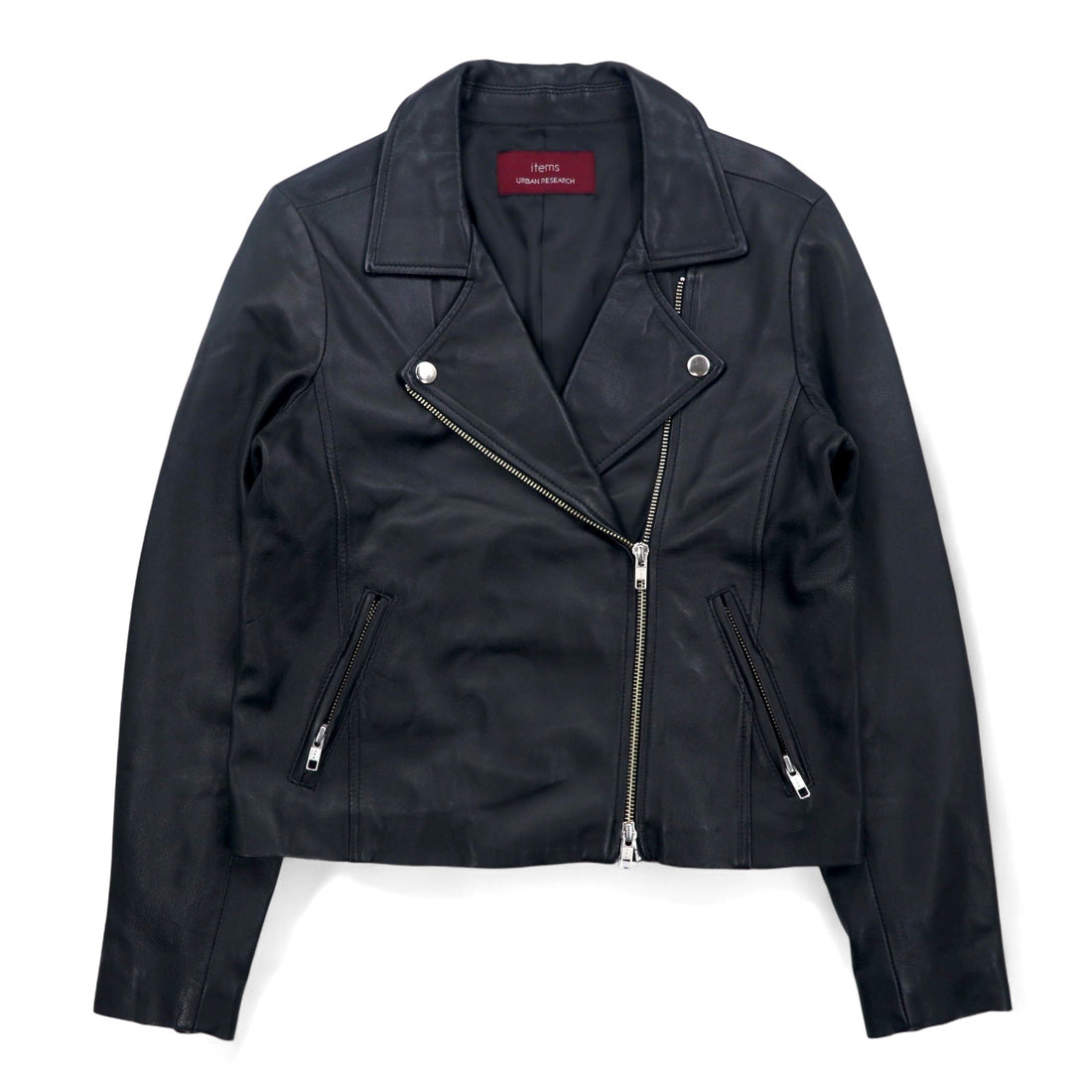 items URBAN RESEARCH ラムレザー ダブル ライダースジャケット S ブラック 羊革 ダブルジップ WH73-27M001