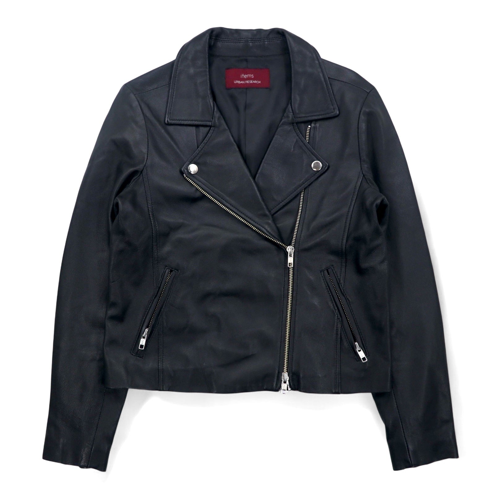 items URBAN RESEARCH ラムレザー ダブル ライダースジャケット S ブラック 羊革 ダブルジップ WH73-27M001
