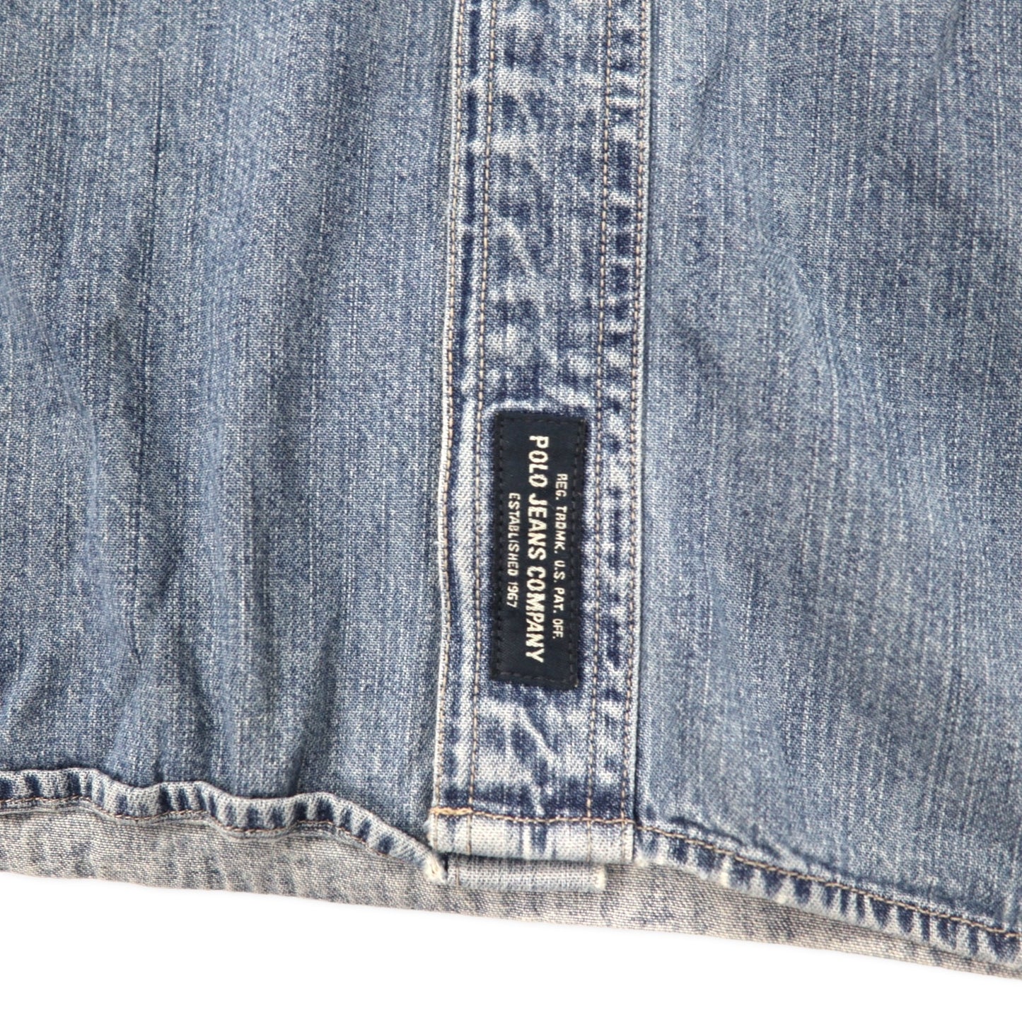 POLO JEANS CO. RALPH LAUREN 90s denim work shirt L blue cotton cat eye button big size