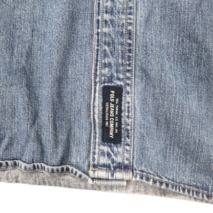 POLO JEANS CO. RALPH LAUREN 90s denim work shirt L blue cotton cat eye button big size