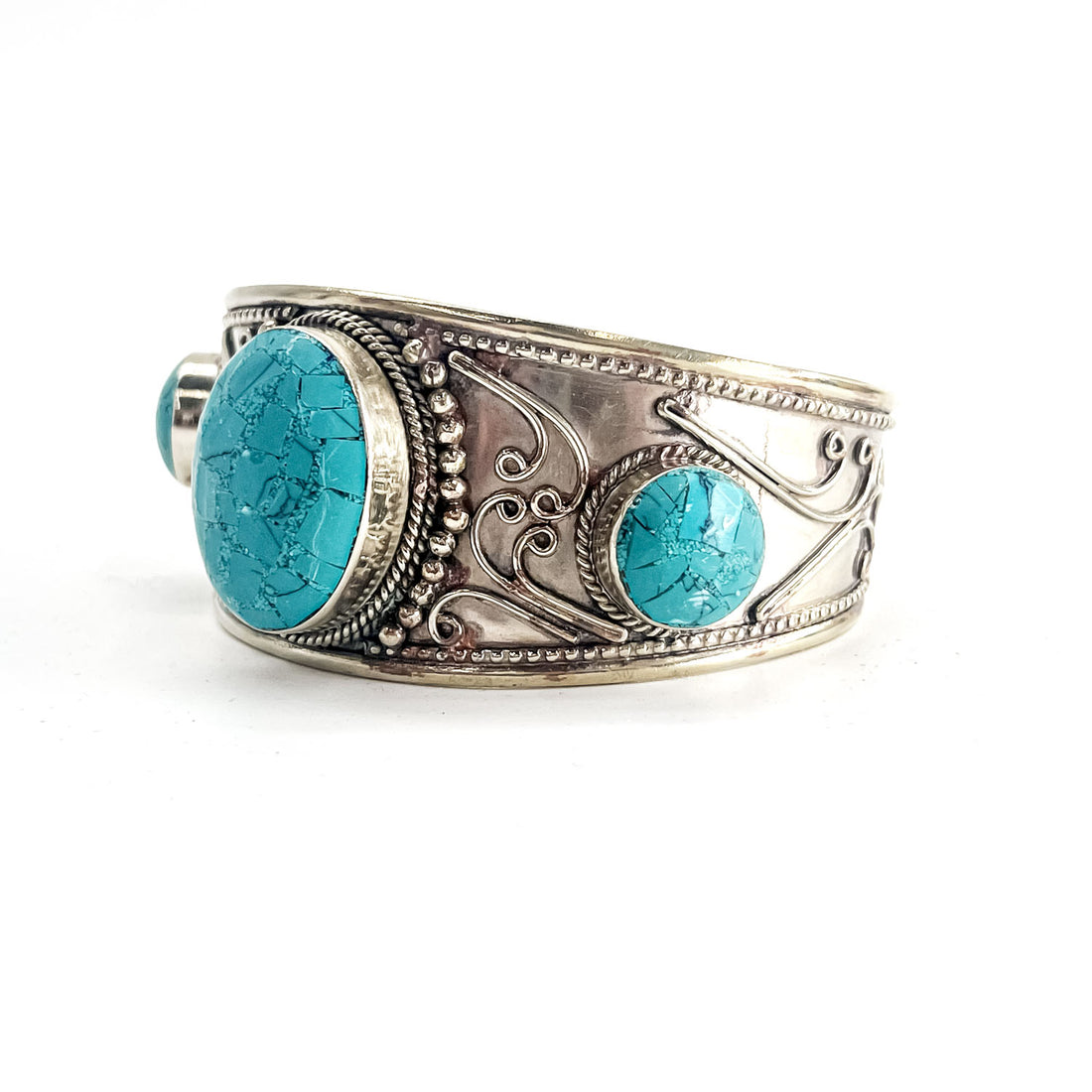Vintage Navajo Turquoise Silver Cuff Bracelet バングル シルバー ターコイズブルー ナバホ族 インディアンジュエリー ツイストワイヤー ワイド カフ