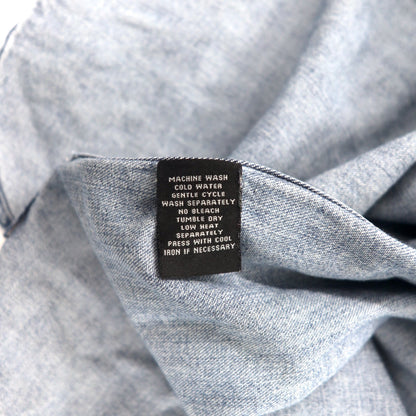 POLO JEANS CO. RALPH LAUREN 90s denim work shirt L blue cotton cat eye button big size