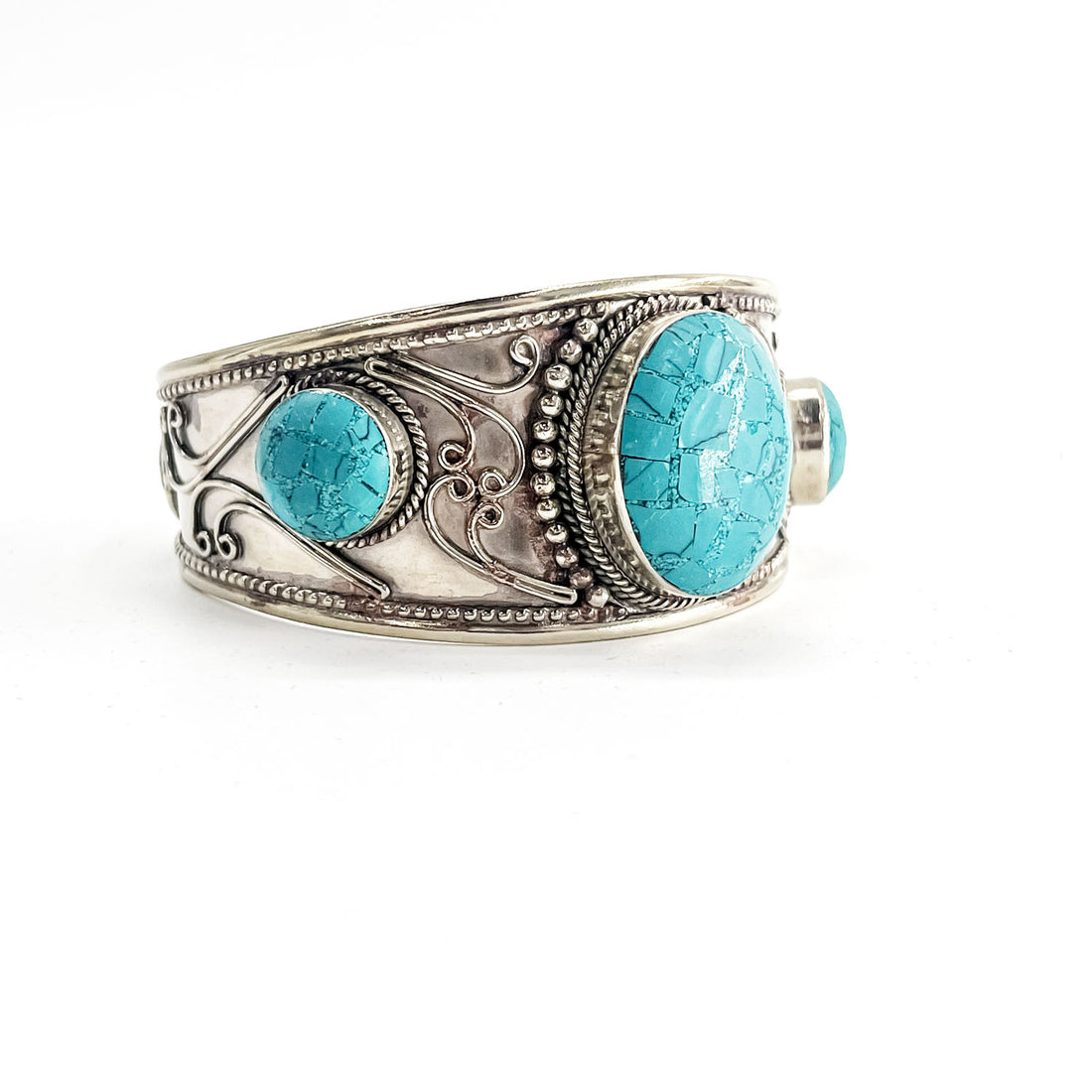 Vintage Navajo Turquoise Silver Cuff Bracelet バングル シルバー ターコイズブルー ナバホ族 インディアンジュエリー ツイストワイヤー ワイド カフ