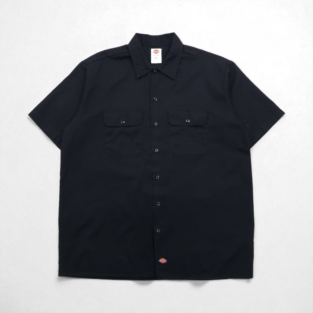 Dickies 半袖 ワークシャツ XL ブラック ポリエステル コットン ダブルポケット メキシコ製