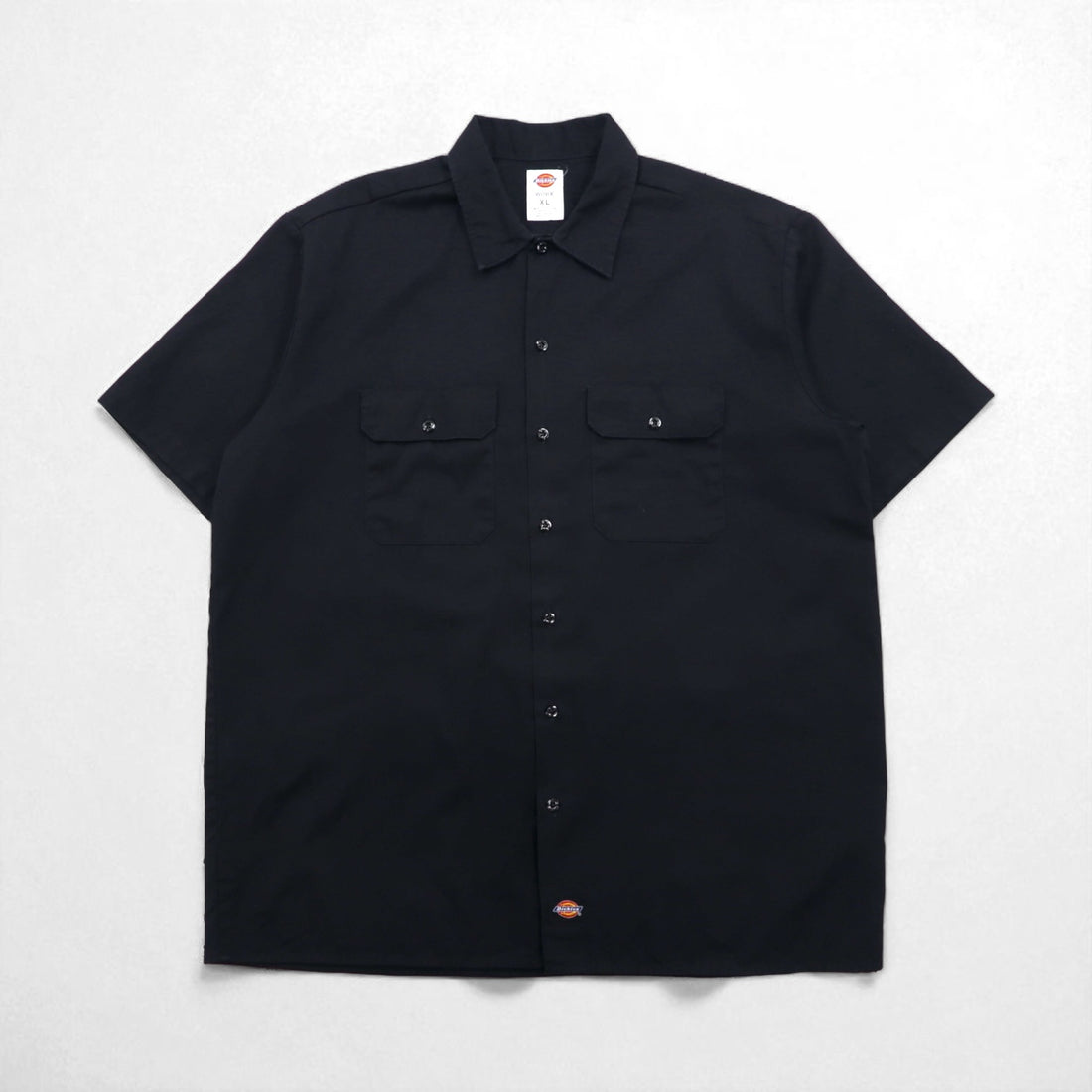 Dickies 半袖 ワークシャツ XL ブラック ポリエステル コットン ダブルポケット メキシコ製