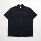 Dickies 半袖 ワークシャツ XL ブラック ポリエステル コットン ダブルポケット メキシコ製