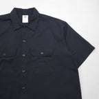 Dickies 半袖 ワークシャツ XL ブラック ポリエステル コットン ダブルポケット メキシコ製