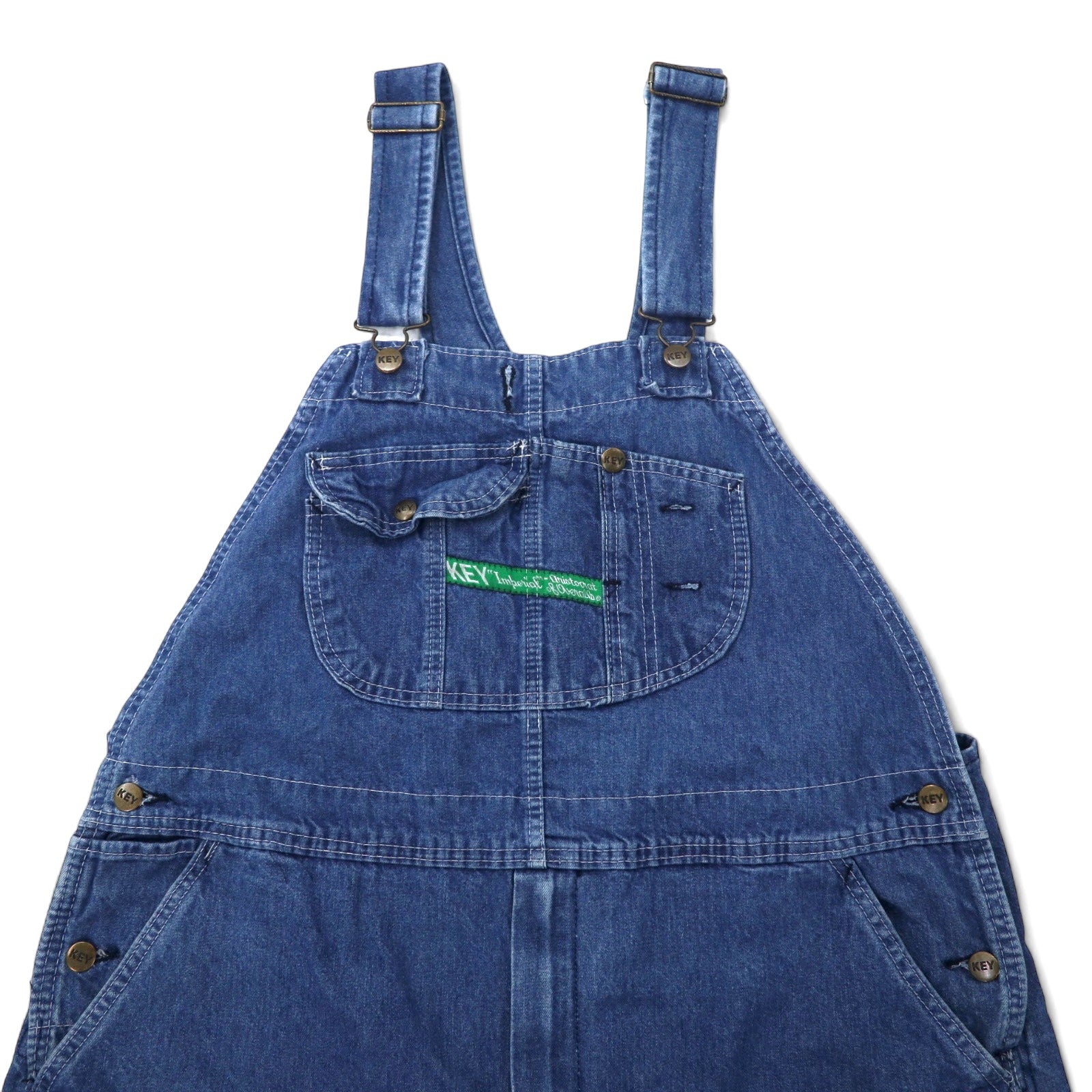 KEY 90s Denim Overalls Size 40 Blue Cotton Made in Mexico