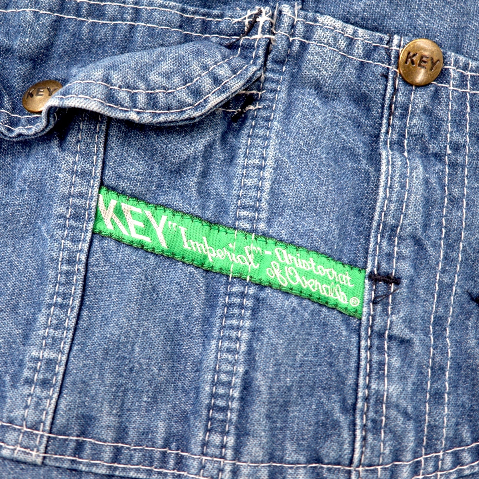 KEY 90s Denim Overalls Size 40 Blue Cotton Made in Mexico