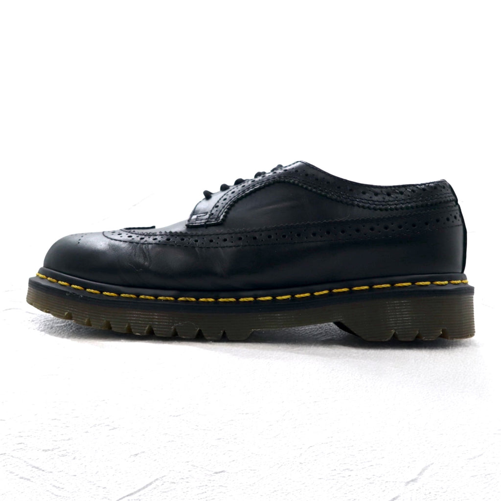 Dr.Martens イエローステッチ ブローグ シューズ 26cm ブラック レザー ウィングチップ 3989