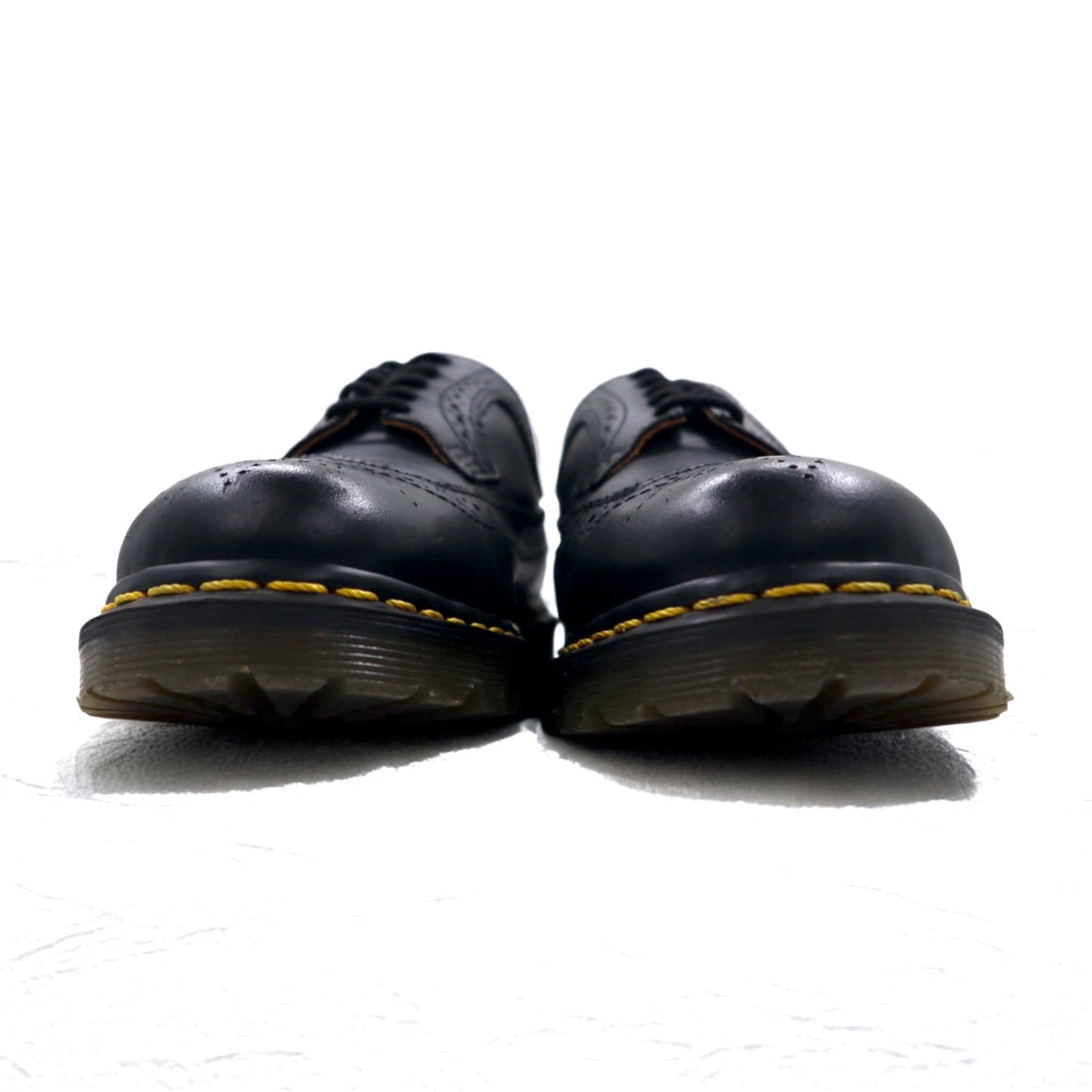 Dr. Martens Yellow Stitch Brogue Shoes 26cm Black Leather Wingtip 3989