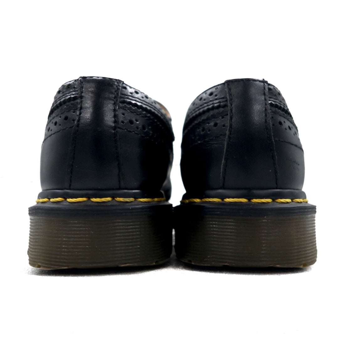 Dr. Martens Yellow Stitch Brogue Shoes 26cm Black Leather Wingtip 3989