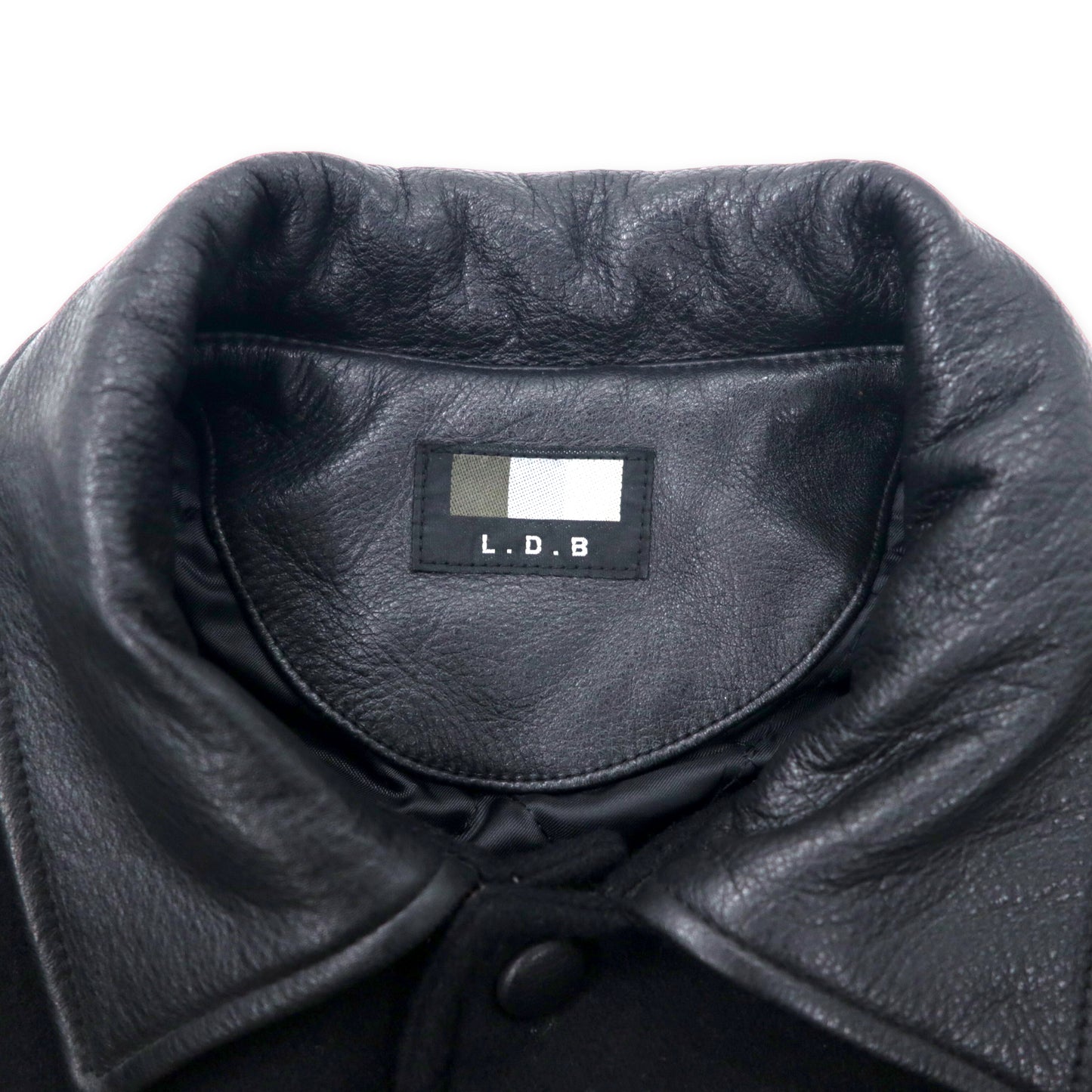 L.D.B sleeve leather switching VARSITY JACKET XL Black Wool