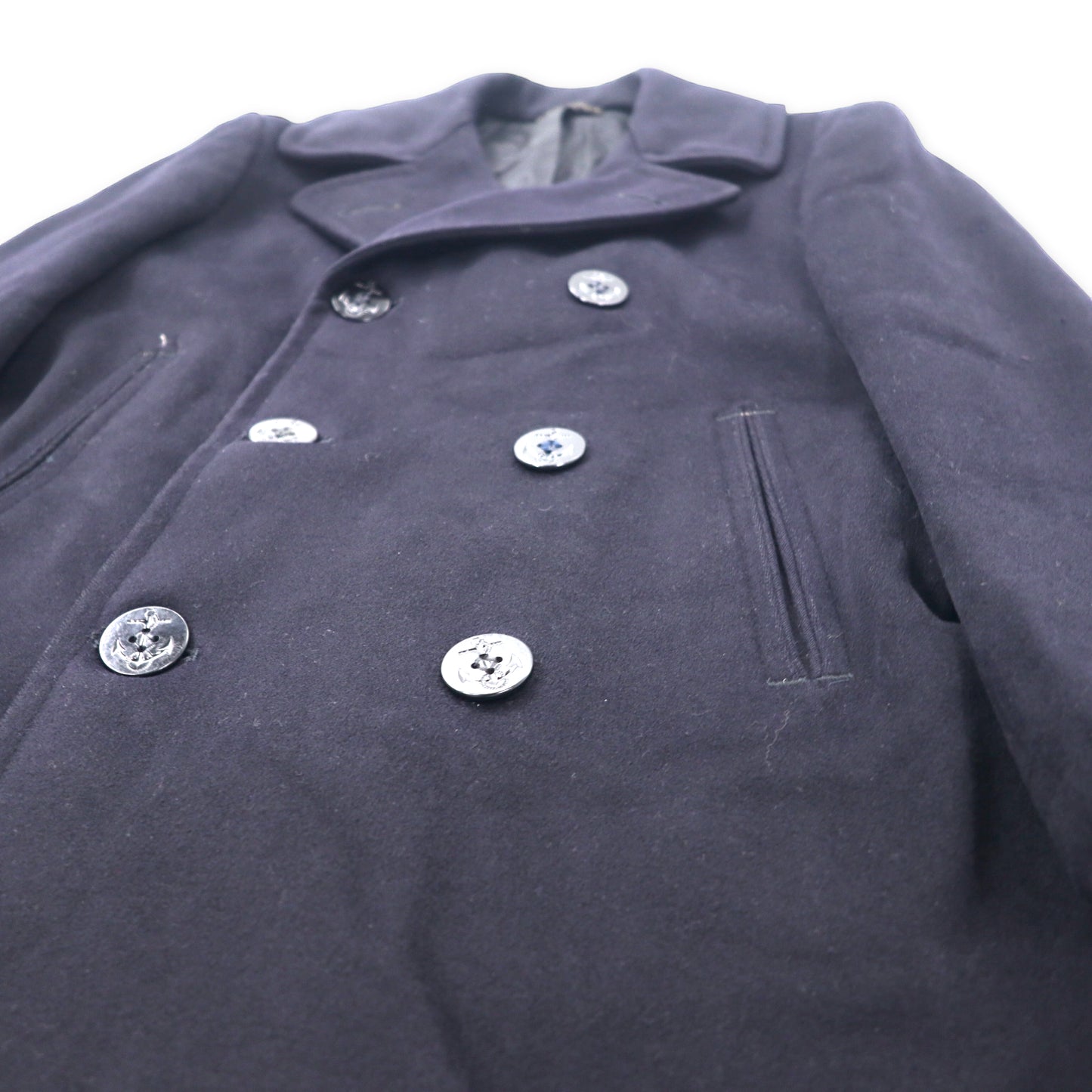 US Navy 60's P COAT 36R Navy Wool internal stencil 8 button