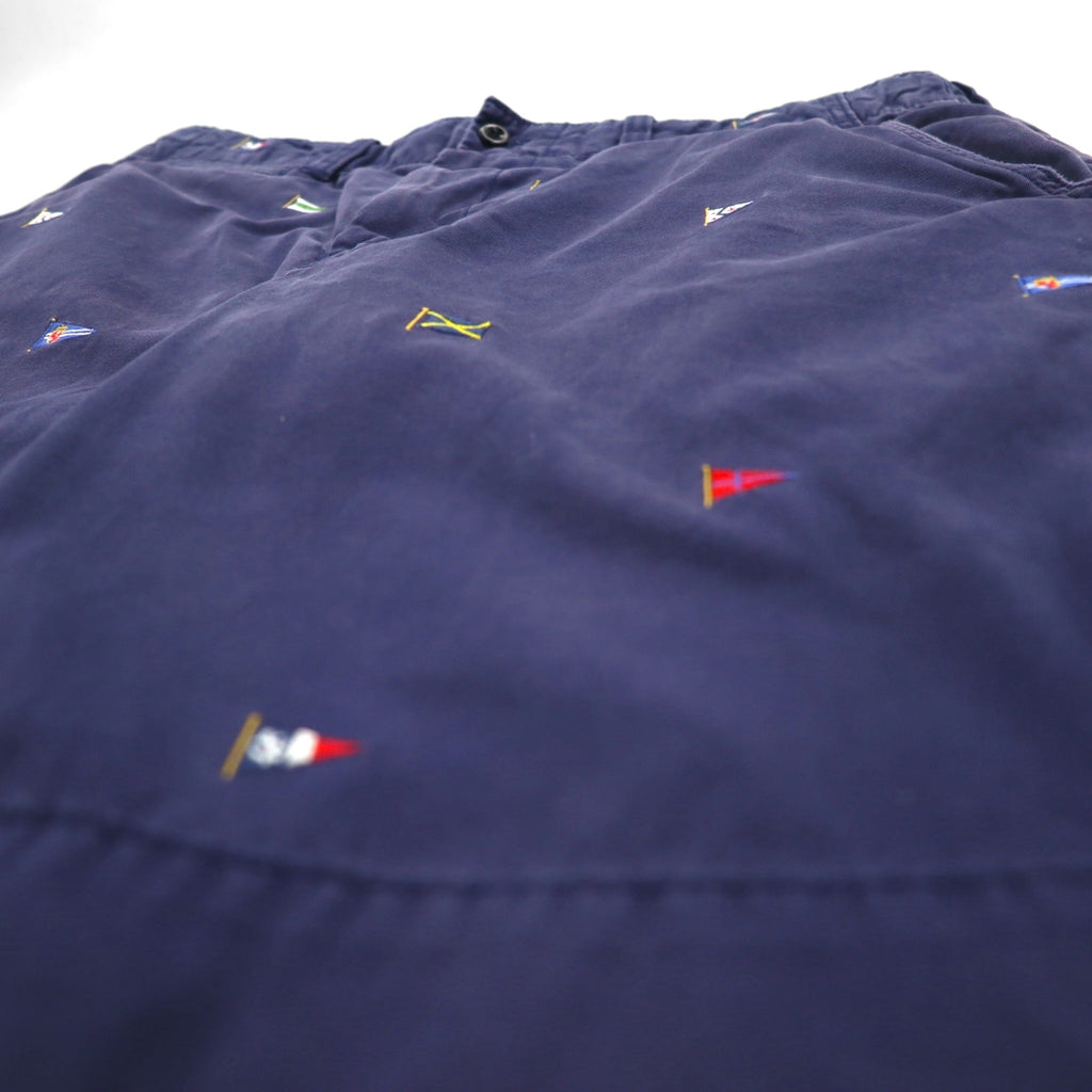 Polo by Ralph Lauren 90年代 フラッグ刺繍 チノ ショートパンツ ハーフパンツ L ネイビー 総柄