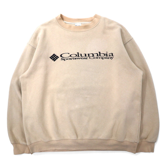 Columbia ロゴ刺繍 スウェット XL ベージュ コットン ビッグサイズ EM6044 メキシコ製