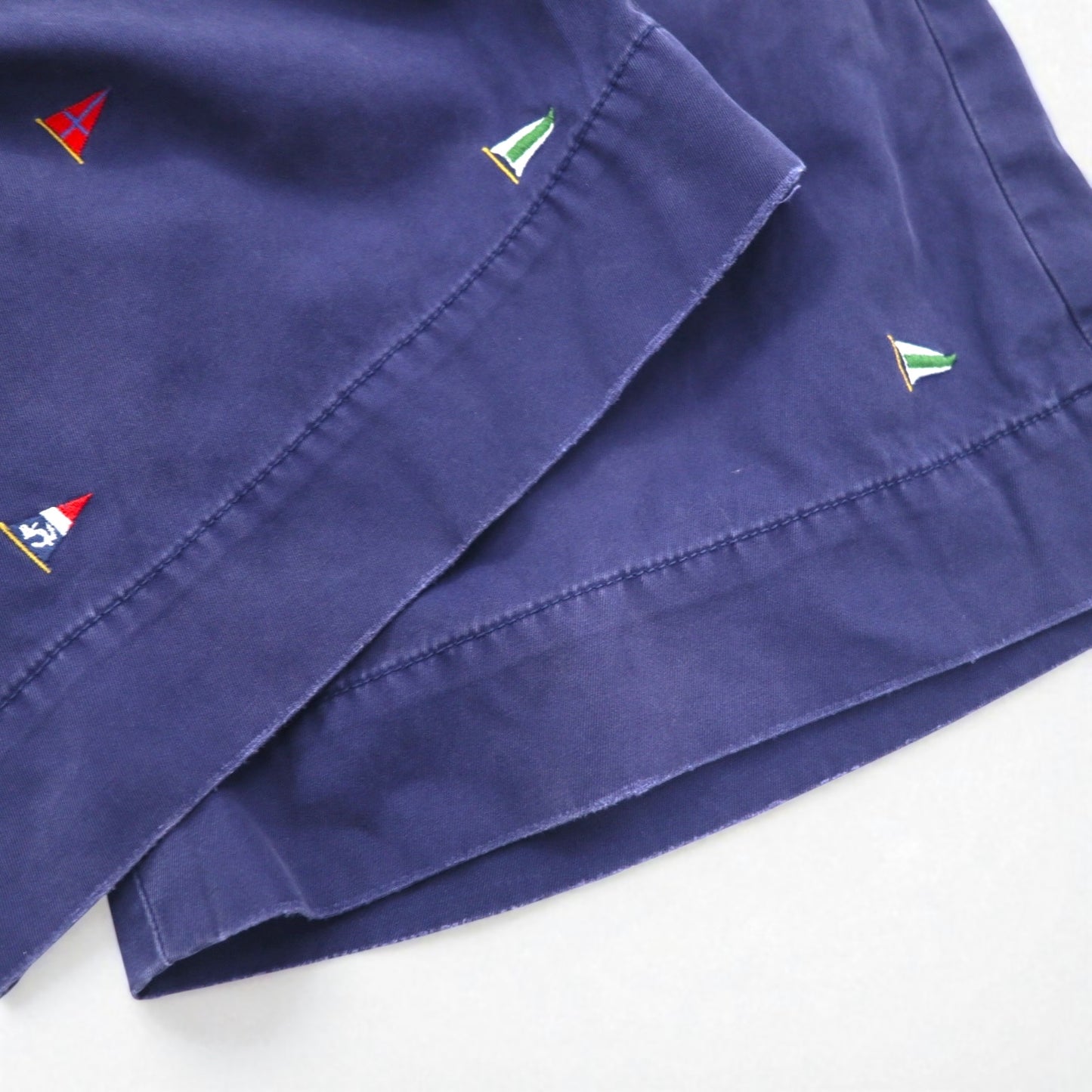 Polo by Ralph Lauren 90年代 フラッグ刺繍 チノ ショートパンツ ハーフパンツ L ネイビー 総柄