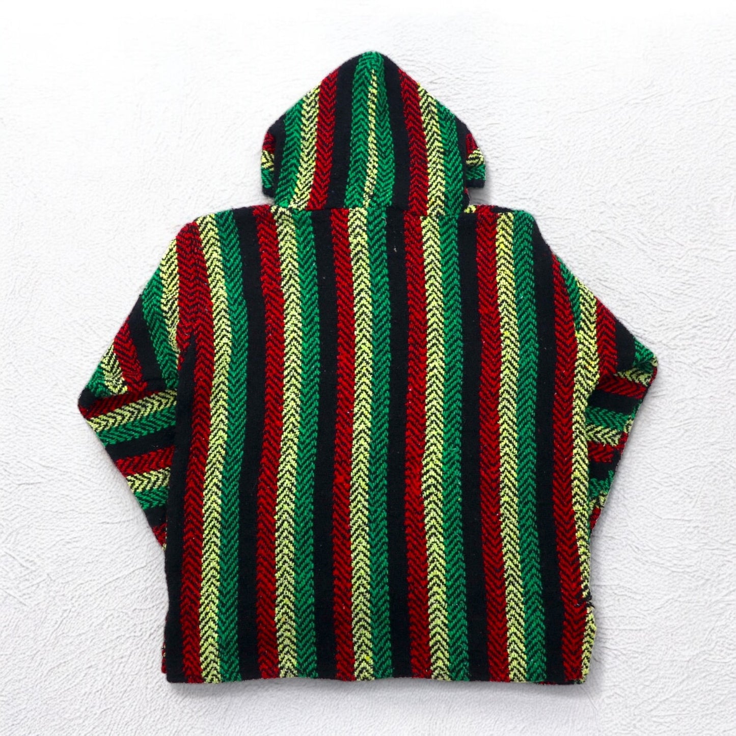 Vintage 90s Mexican Baja Hoodie EARTH RAGZ 90年代 メキシカンパーカー L ラスタカラー ストライプ メキシコ製