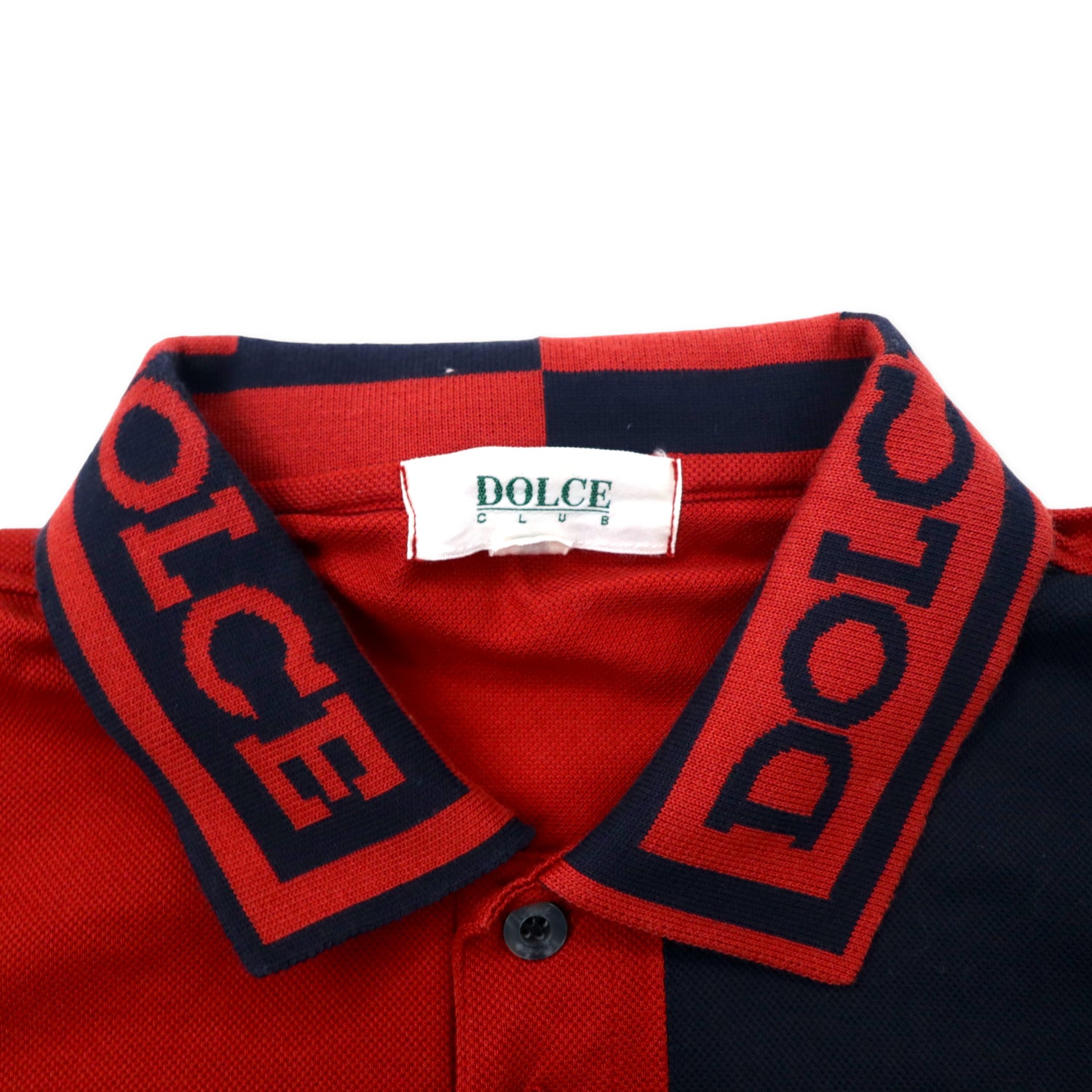 DOLCE CLUB 90s Polo Shirt 50 Red Navy Cotton Dog Character Japan
