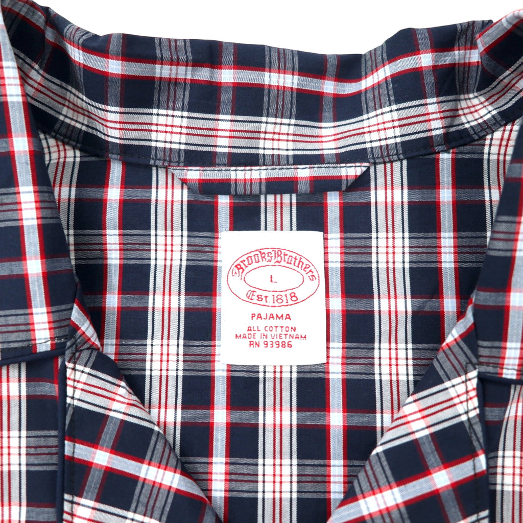 Brooks Brothers Open Collar Shirt Box Pajama Shirt L Black Check Cotton