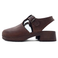 日本然リトテ-古着オンライン-イタリア製 ANDIAMO VIA サボサンダル 24cm ブラウン レザー-Italy Made ANDIAMO VIA Sabot Sandals US7 Brown Leather
