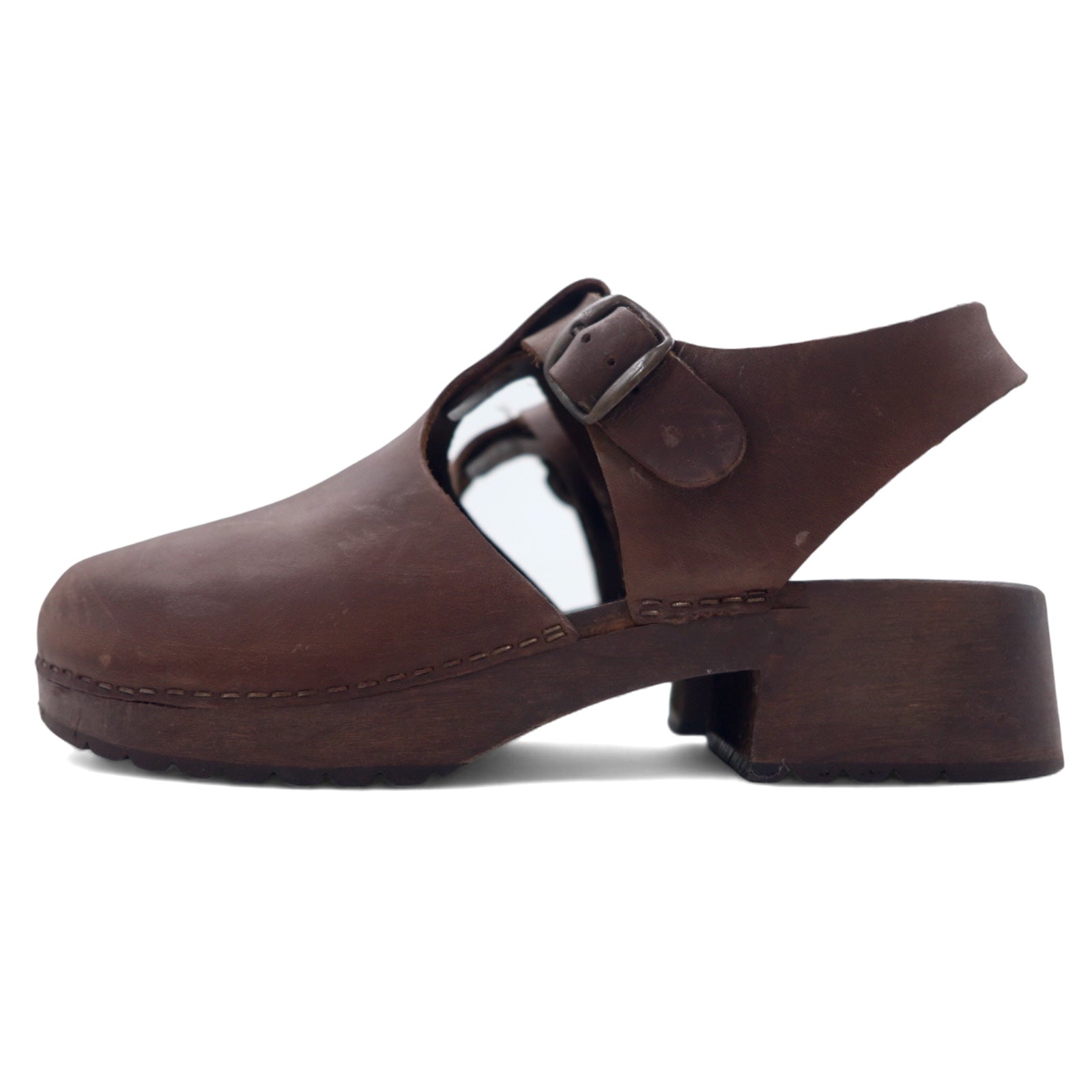 日本然リトテ-古着オンライン-イタリア製 ANDIAMO VIA サボサンダル 24cm ブラウン レザー-Italy Made ANDIAMO VIA Sabot Sandals US7 Brown Leather