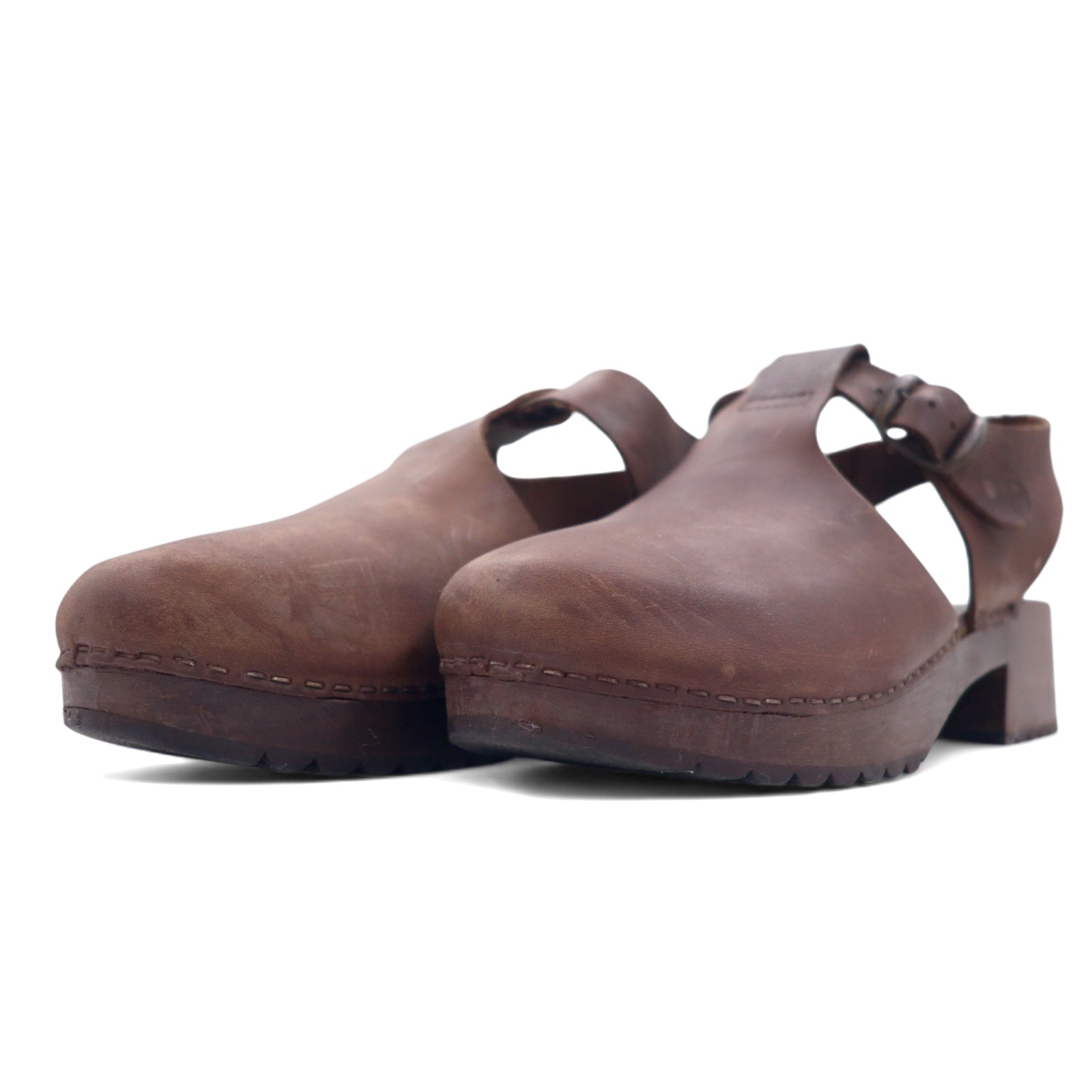 Made in Italy ANDIAMO VIA clog sandals, 24cm, brown leather