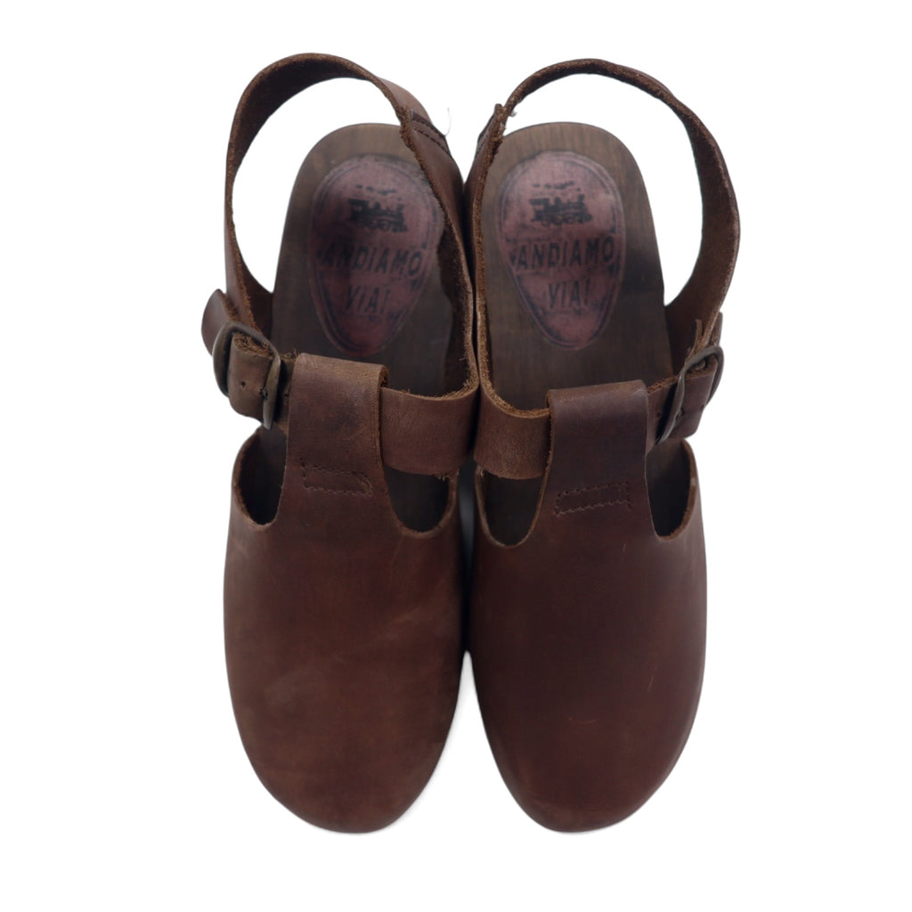Made in Italy ANDIAMO VIA clog sandals, 24cm, brown leather