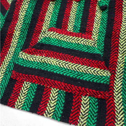 Vintage 90s Mexican Baja Hoodie EARTH RAGZ 90年代 メキシカンパーカー L ラスタカラー ストライプ メキシコ製