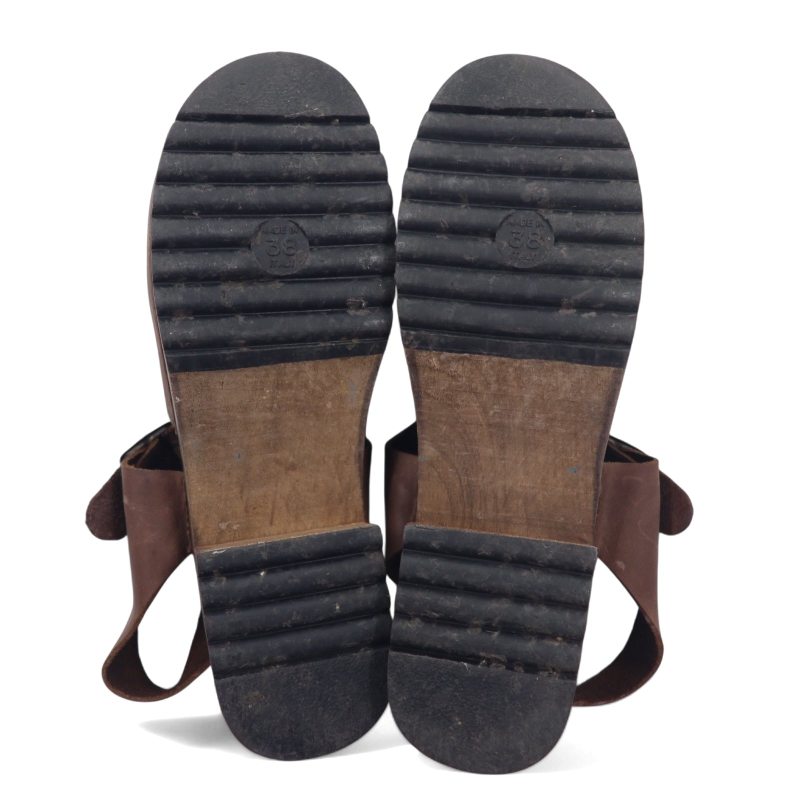 Made in Italy ANDIAMO VIA clog sandals, 24cm, brown leather