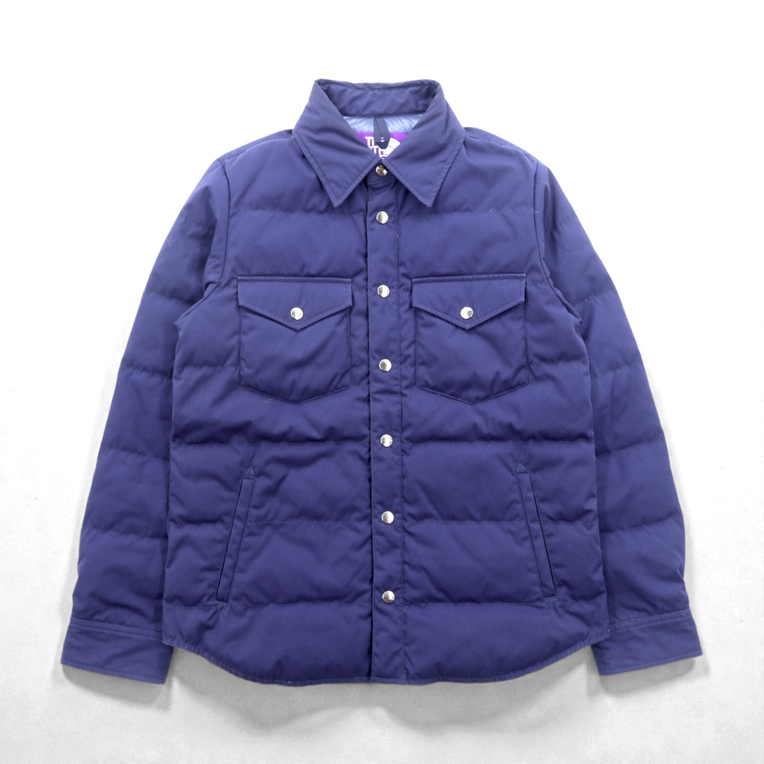 THE NORTH FACE PURPLE LABEL 65/35 Cloth Down Shirt Jacket, Size M, Navy, Snap Buttons, Chest Pocket, Photonic Bayhead Cloth, ND2363N