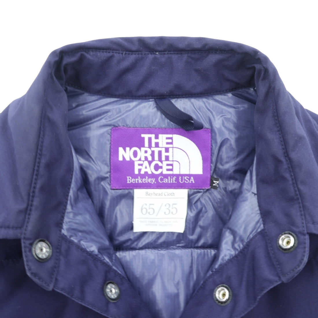 THE NORTH FACE PURPLE LABEL 65/35 Cloth Down Shirt Jacket, Size M, Navy, Snap Buttons, Chest Pocket, Photonic Bayhead Cloth, ND2363N