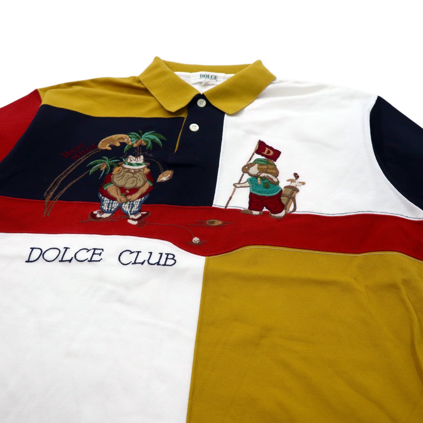 DOLCE CLUB 90年代 ポロシャツ 48 マルチカラー コットン 犬 キャラクター 日本製