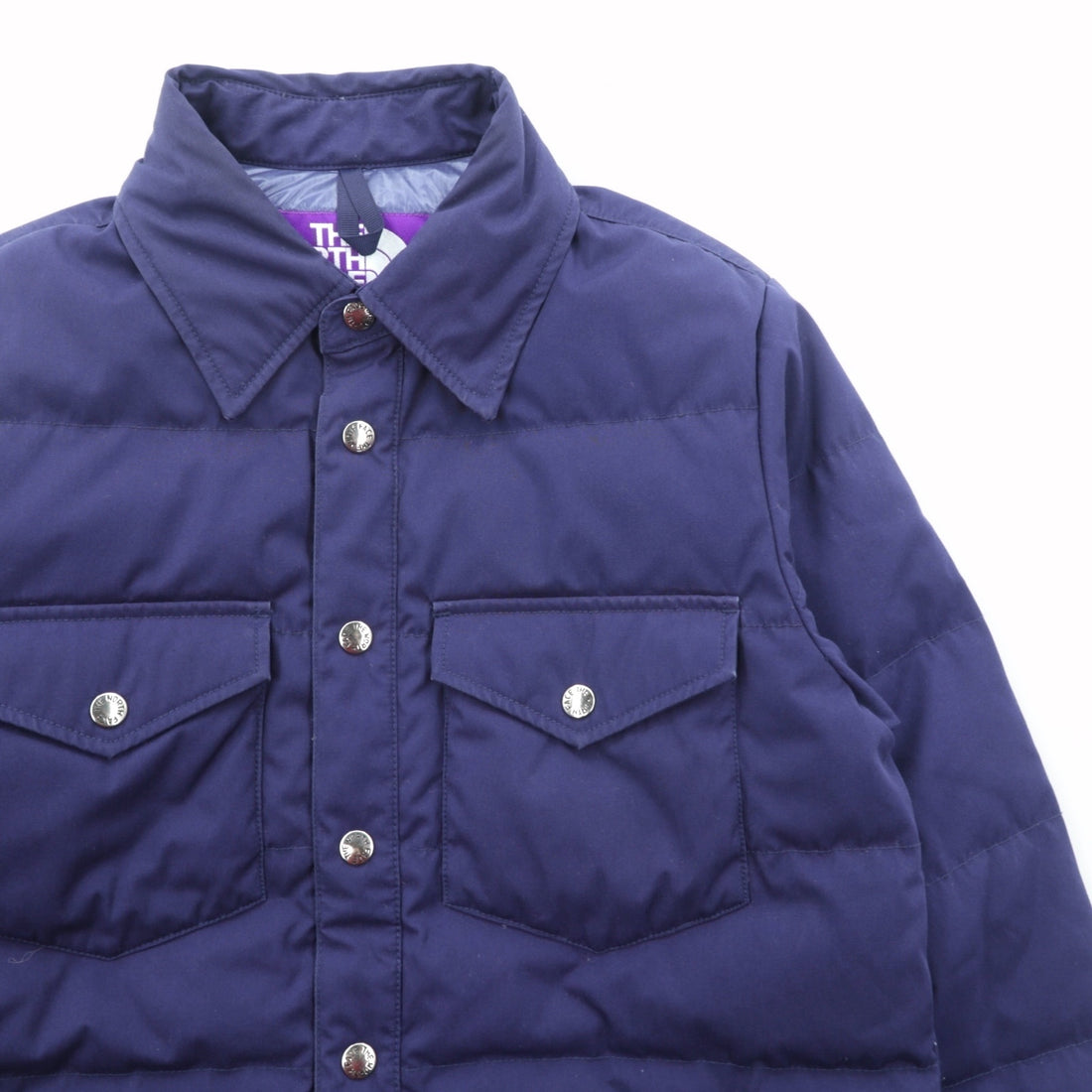THE NORTH FACE PURPLE LABEL 65/35 Cloth Down Shirt Jacket, Size M, Navy, Snap Buttons, Chest Pocket, Photonic Bayhead Cloth, ND2363N