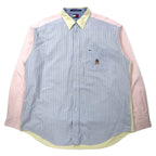 日本然リトテ-古着オンライン-TOMMY HILFIGER 90年代 マルチストライプ オックスフォード ボタンダウンシャツ XL マルチカラー コットン ワンポイントロゴ刺繍 ビッグサイズ-TOMMY HILFIGER 90's Multi Striped Oxford button-down Shirts XL multi color Cotton One point logo embroidery Big size