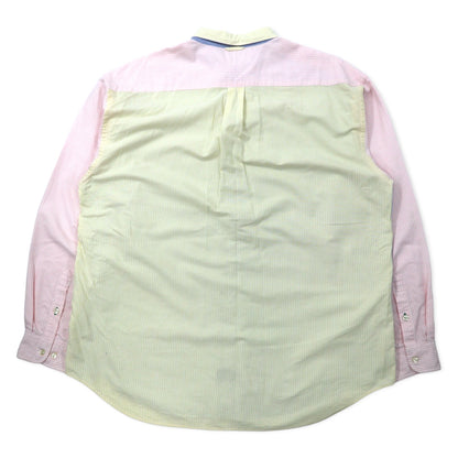 TOMMY HILFIGER 90s Multi-stripe Oxford Button-down Shirt, XL, Multi-color, Cotton, One-point logo embroidery, Big size