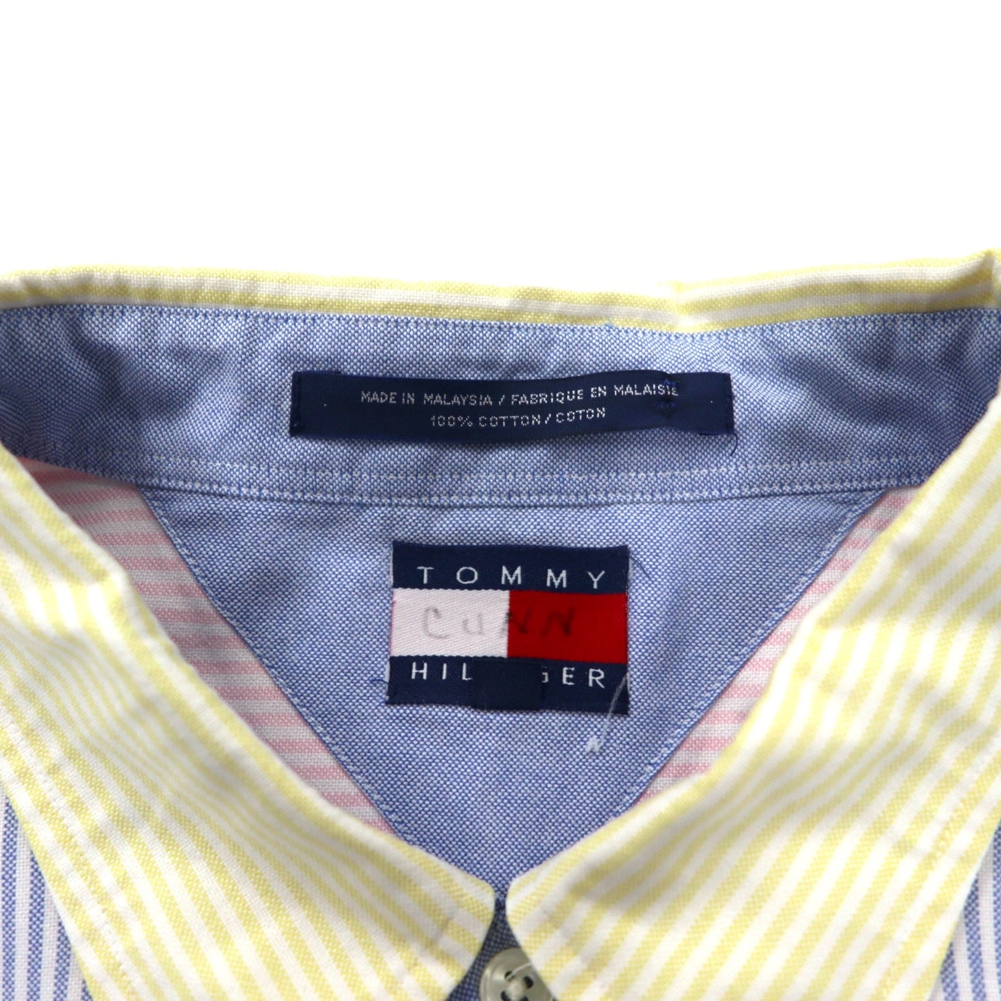 TOMMY HILFIGER 90s Multi-stripe Oxford Button-down Shirt, XL, Multi-color, Cotton, One-point logo embroidery, Big size