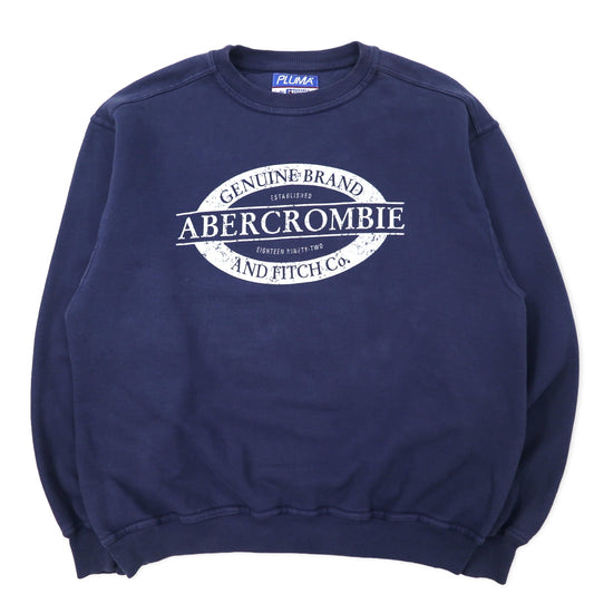 ABERCROMBIE AND FITCH Co. 90年代 ロゴプリント スウェット L ネイビー コットン PLUMA BY RUSSELL ATHLETIC メキシコ製